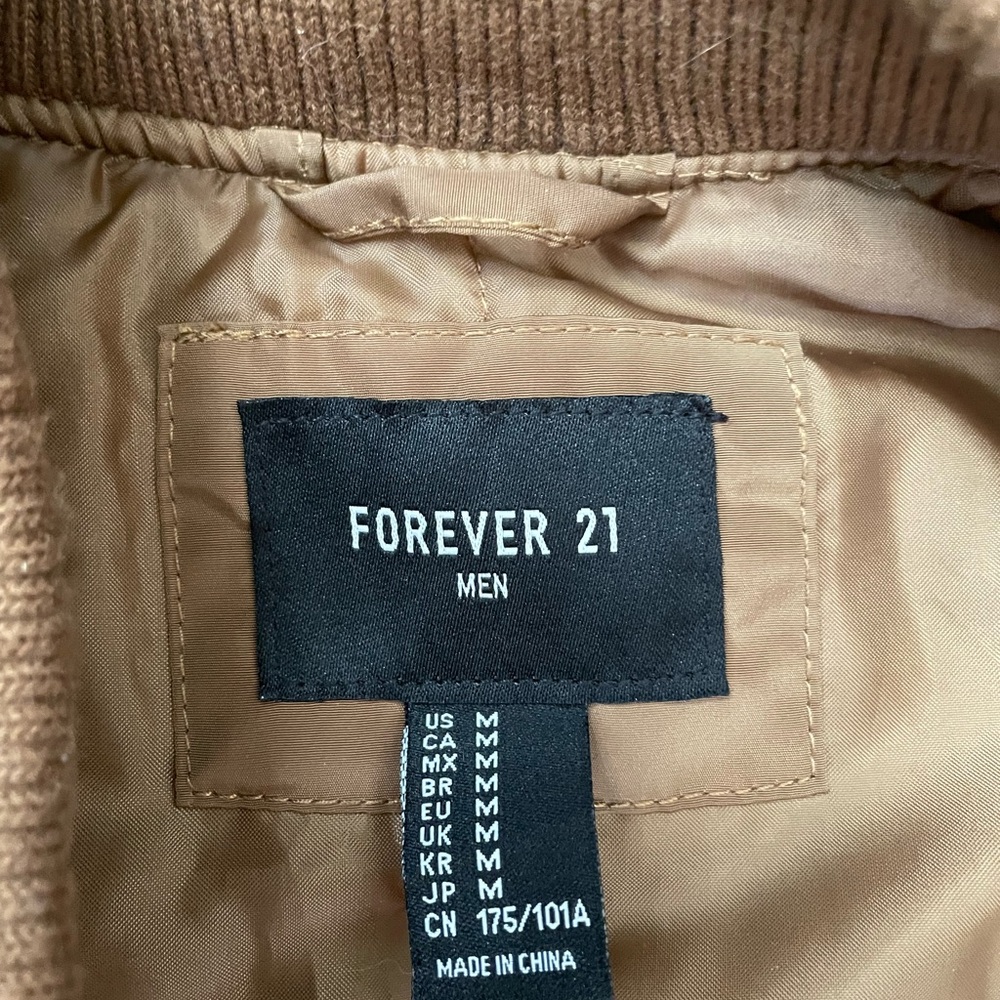 Forever 21 Brown Bomber Flight Jacket Multi Pocket Full Zip (Men’s Size Medium) - Picture 7 of 7